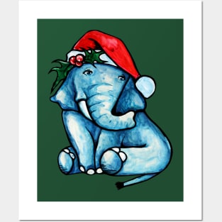 Christmas Santa Elephant Posters and Art